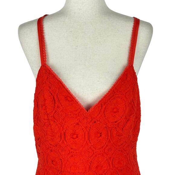 BETSEY JOHNSON EYELET V-NECK SLEEVELESS MINI DRESS IN SPICY ORANGE SIZE LARGE - Picture 3 of 16